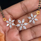 AD Flower Pendant Mangalasutra With Studs | Black Beads Necklace