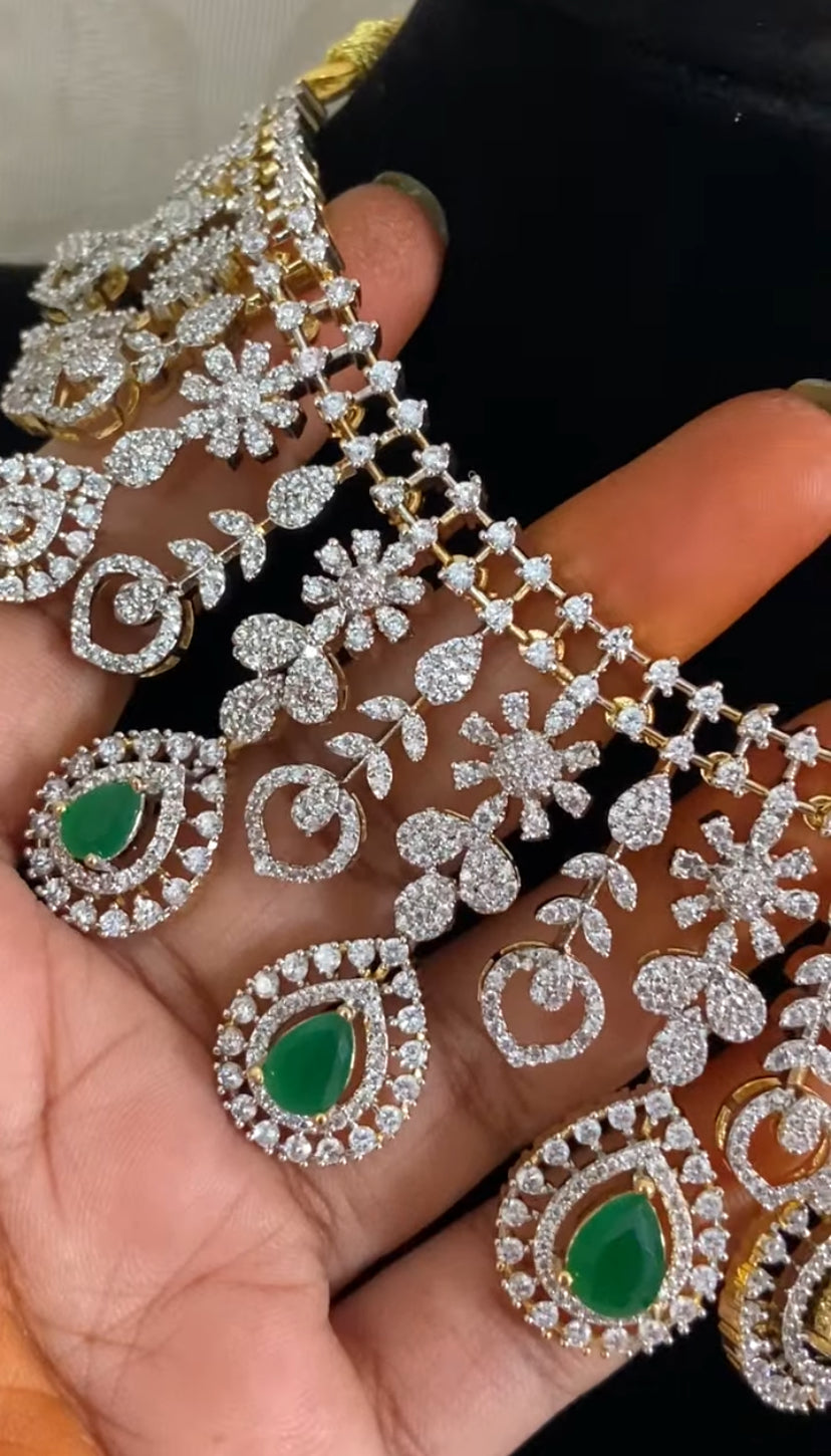 AD Emerald Bridal Necklace Set | Latest Indian Jewelry