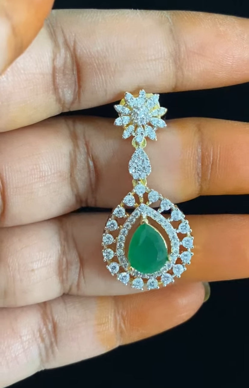 AD Emerald Bridal Necklace Set | Latest Indian Jewelry