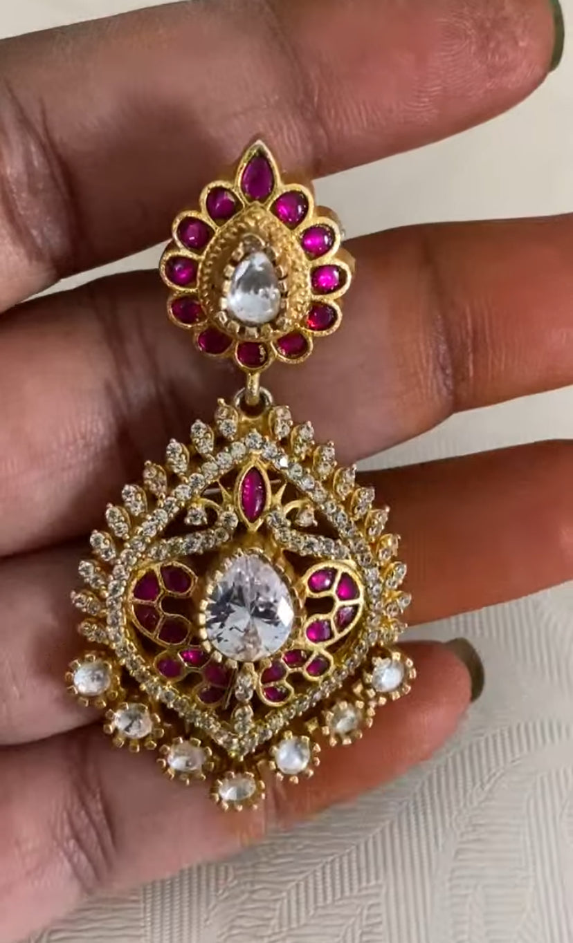 Moissanite Kundan Fusion Necklace Set | latest Indian Jewelry In USA