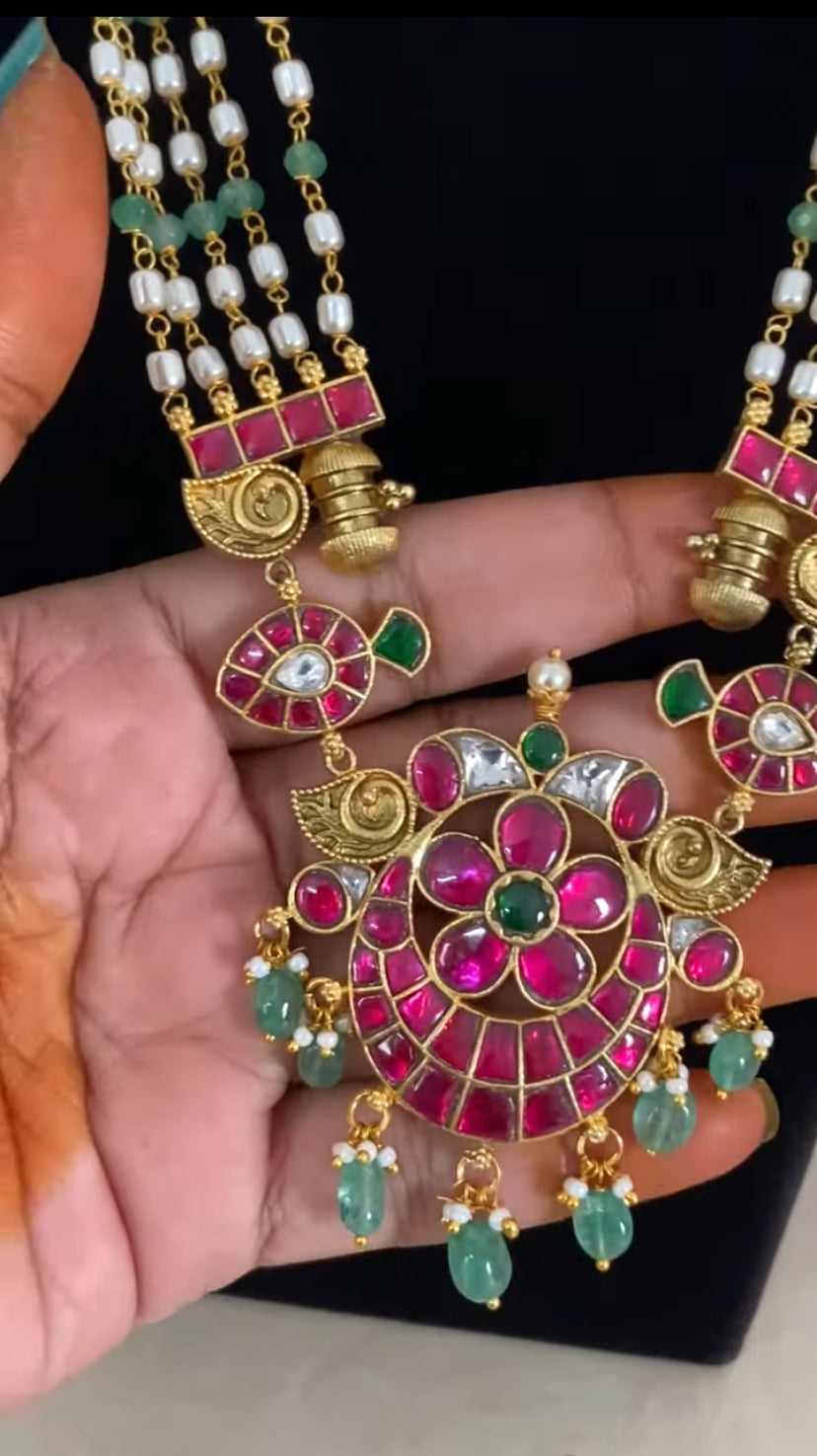 Jadau Kundan Pendant Beads Necklace | Latest Indian Jewelry In USA