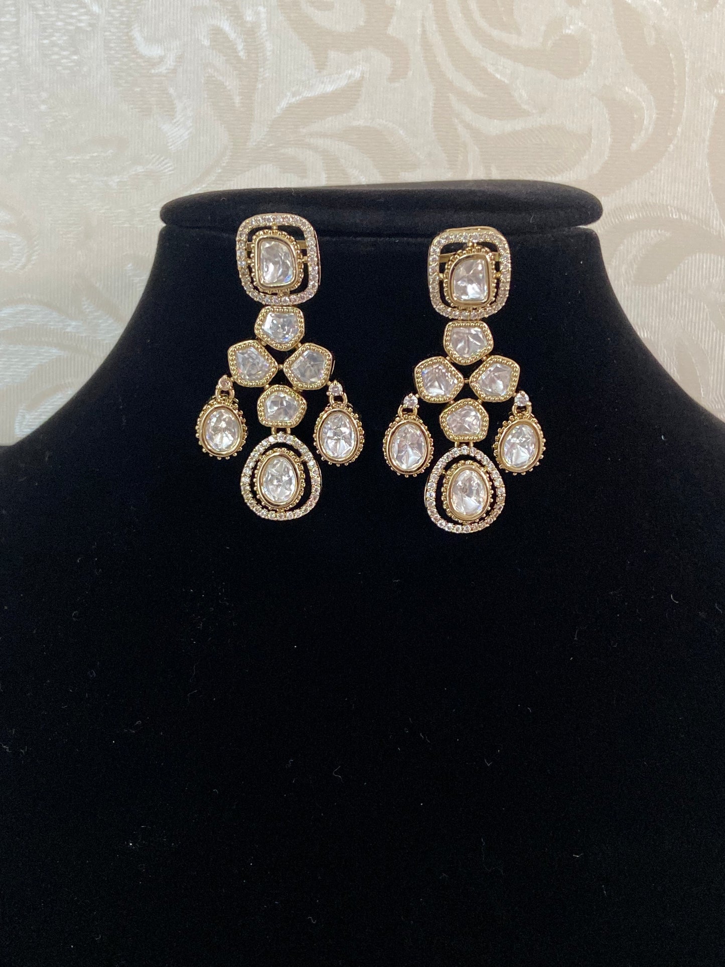Mehandi Plating Polki Kundan Earrings | Indian Jewelry In USA