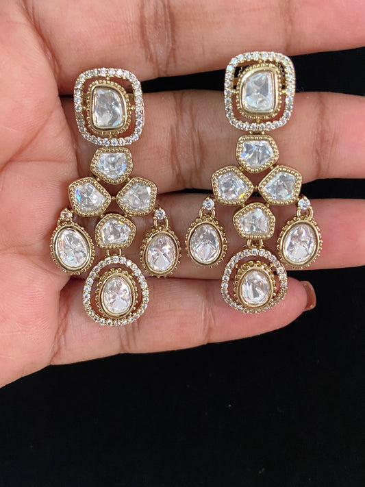 Mehandi Plating Polki Kundan Earrings | Indian Jewelry In USA