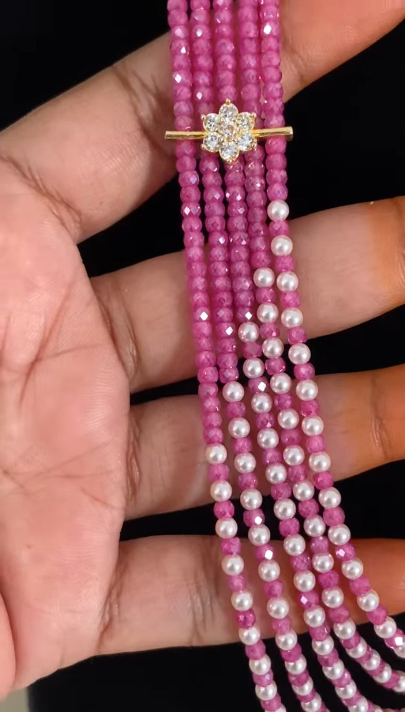 Premium Beads CZ Side Pendants Mala | Indian Jewelry In USA