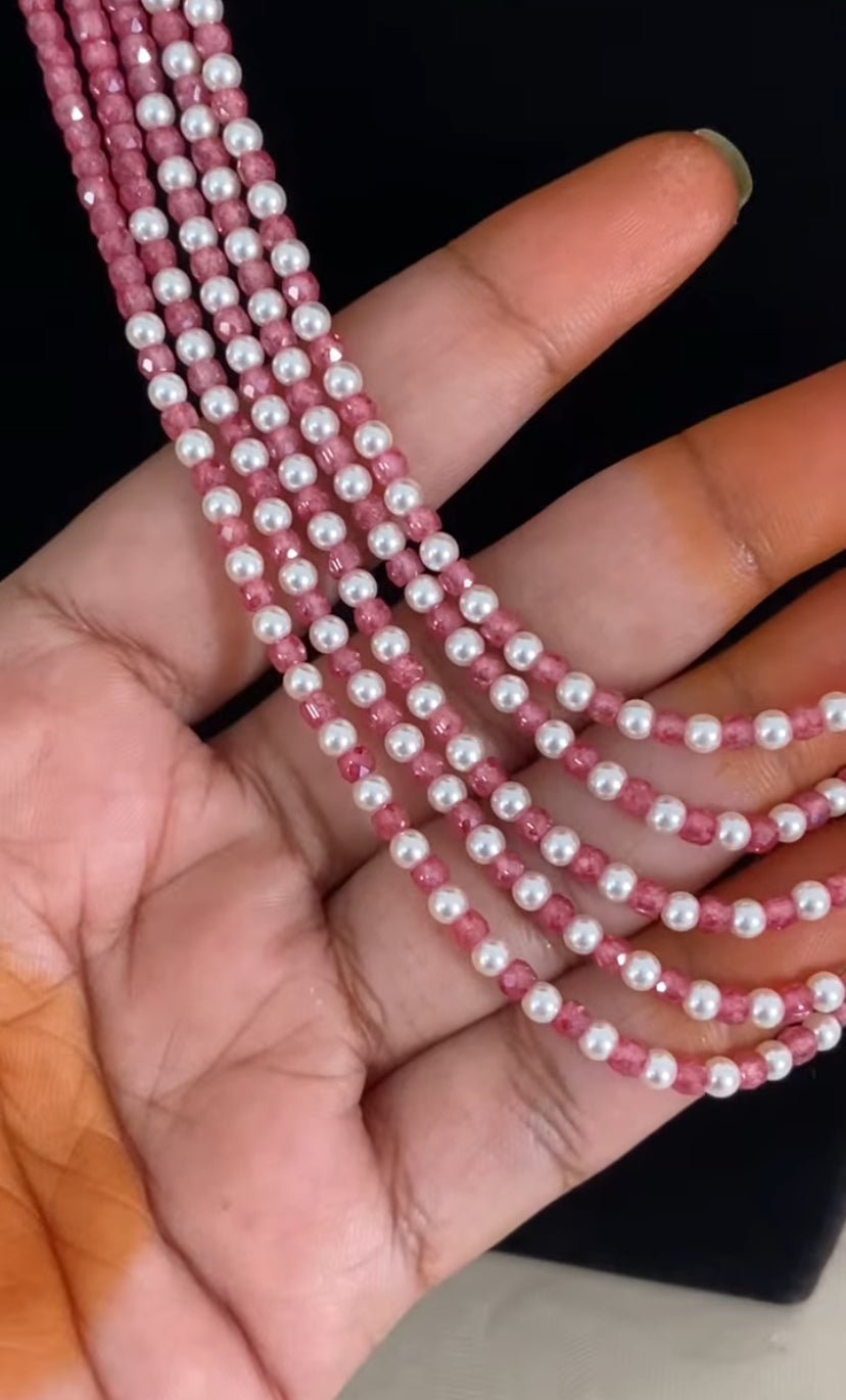 Premium Beads CZ Side Pendants Mala | Indian Jewelry In USA