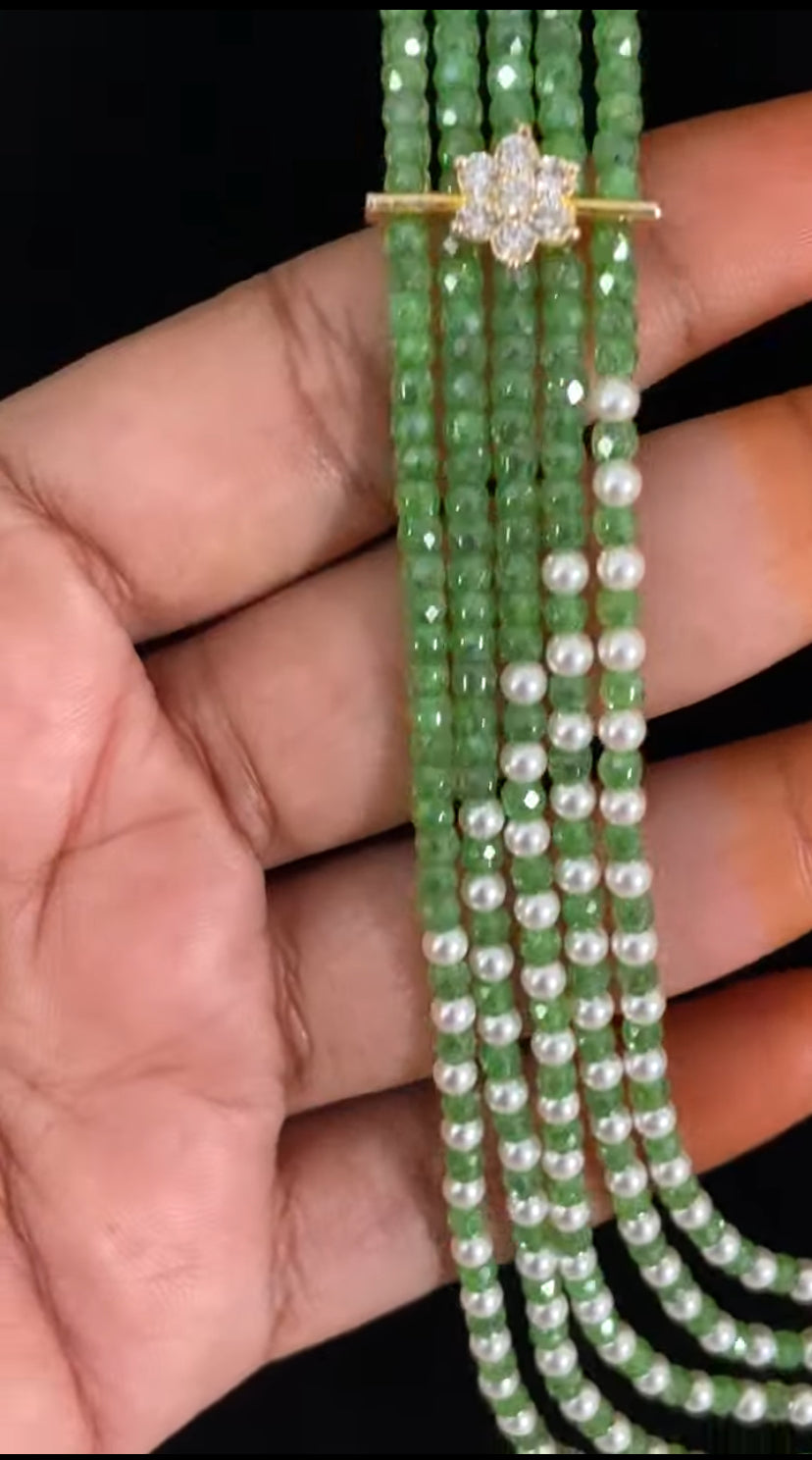 Premium Beads CZ Side Pendants Mala | Indian Jewelry In USA
