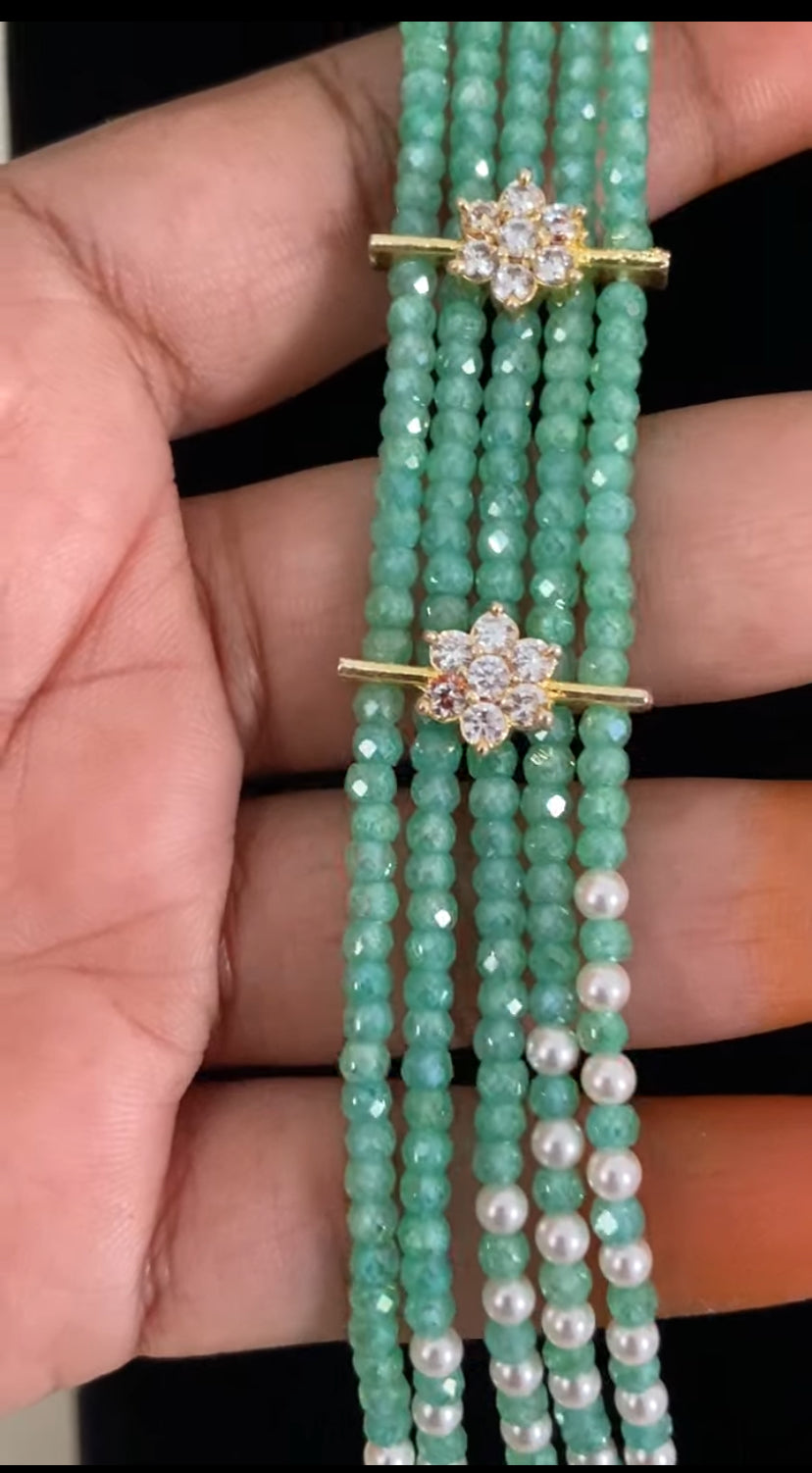 Premium Beads CZ Side Pendants Mala | Indian Jewelry In USA