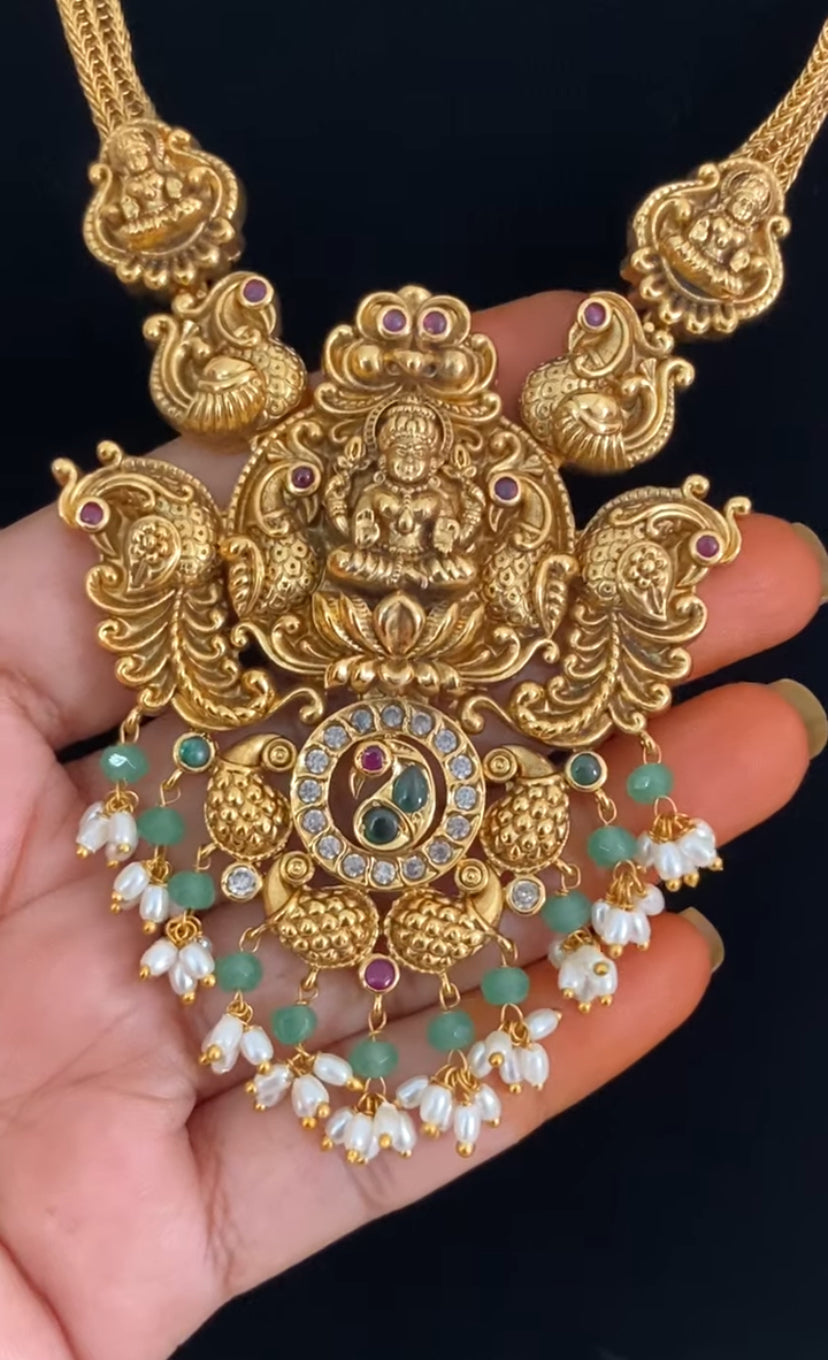 Antique Temple Lakshmi Necklace Set | Traditional South Indian Jewelry