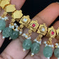 Antique Green Beads Kundan Necklace Set | Traditional Indian Jewelry In USA