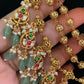 Antique Green Beads Multi-Layer Kundan Necklace Set | Indian Jewelry In nUSA
