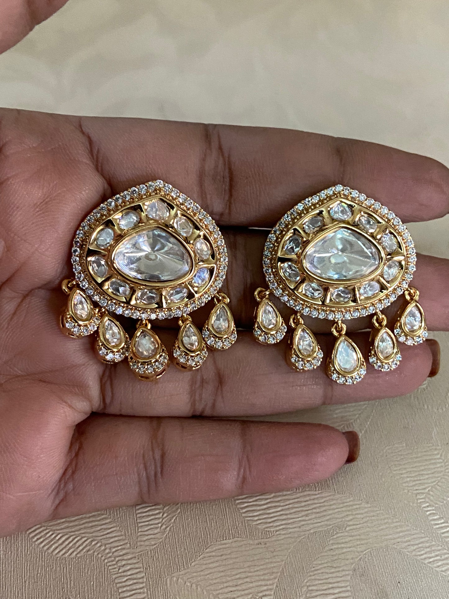 Moissanite Polki Earrings | Indian Jewelry In USA | Gift Idea