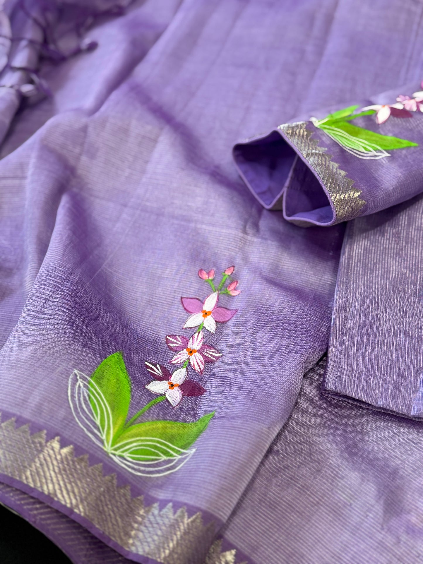 Hand Painted Mangalagiri Handloom Saree | Light Weight Saree