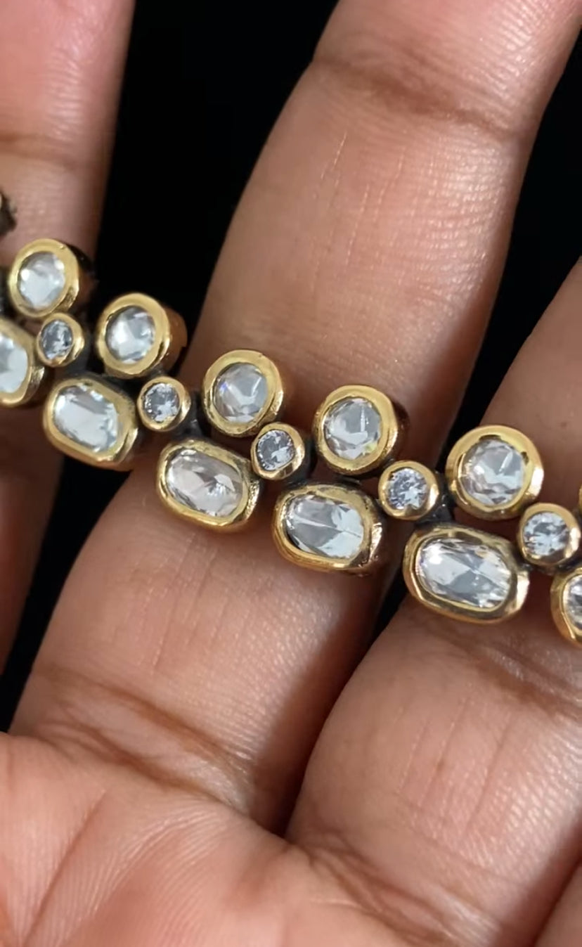 Moissanite Kundan Necklace With Studs | Indian Jewelry In USA