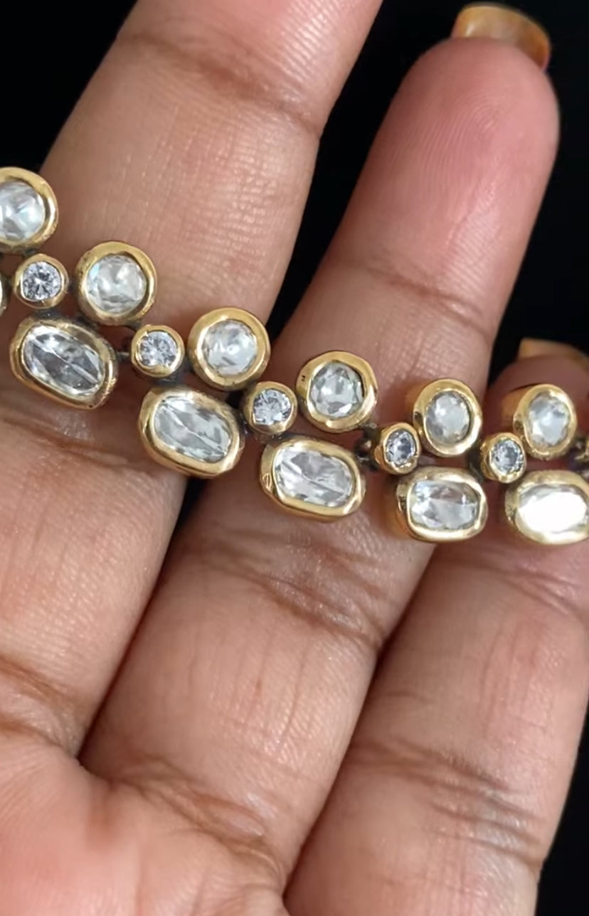 Moissanite Kundan Necklace With Studs | Indian Jewelry In USA