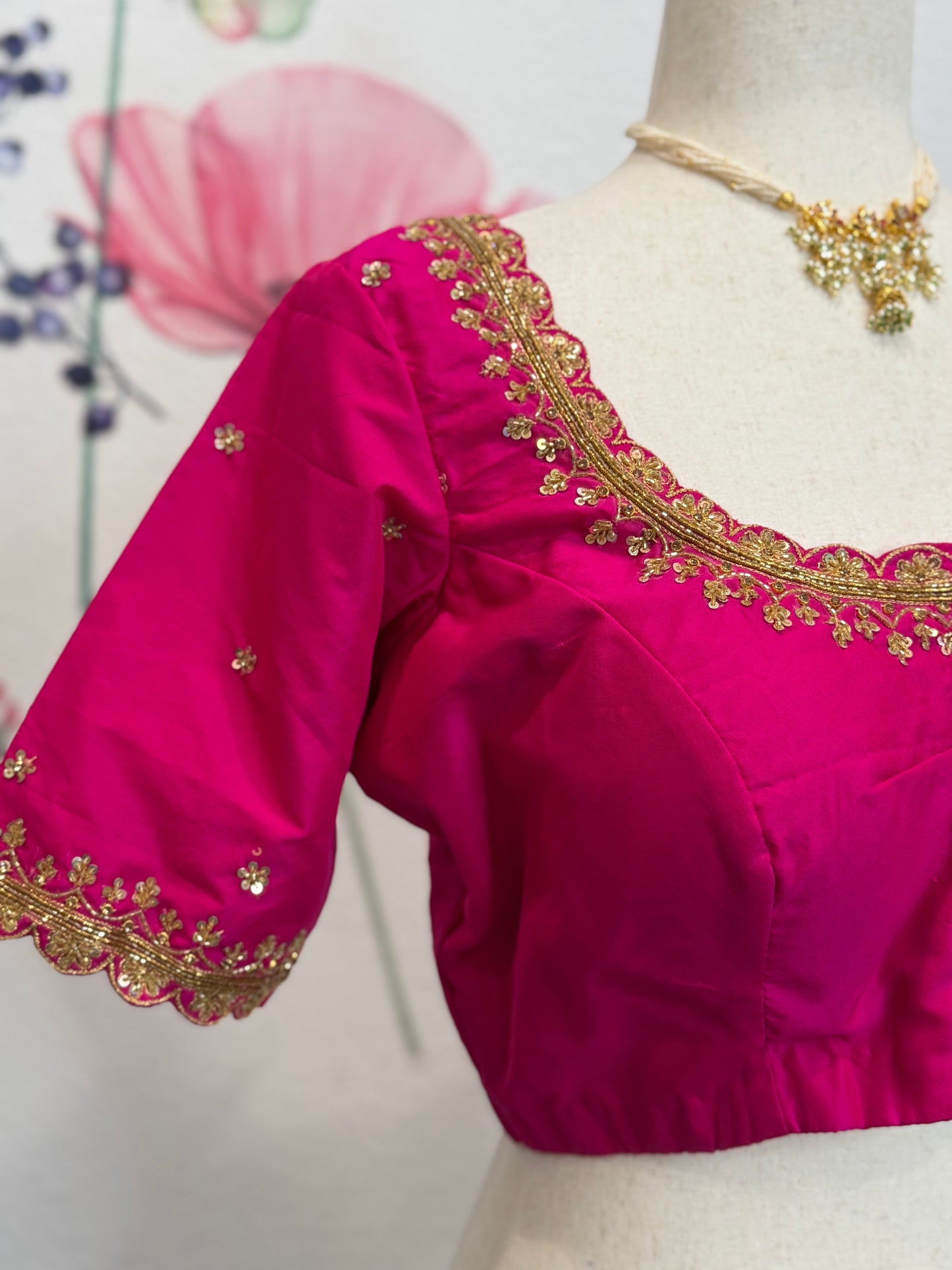 Scallop Hand Embroidery Blouse | Saree Blouses in USA