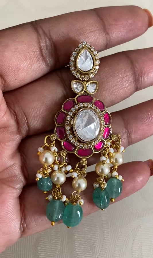 Moissanite & Jadau Fusion Choker With Earrings | Indian Jewelry In USA