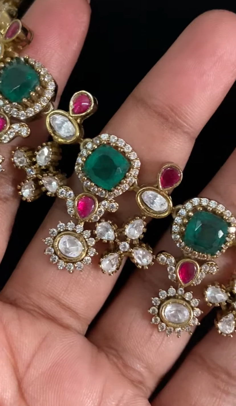 Moissanite Emerald  Ruby Necklace Set | Latest Jewelry In USA
