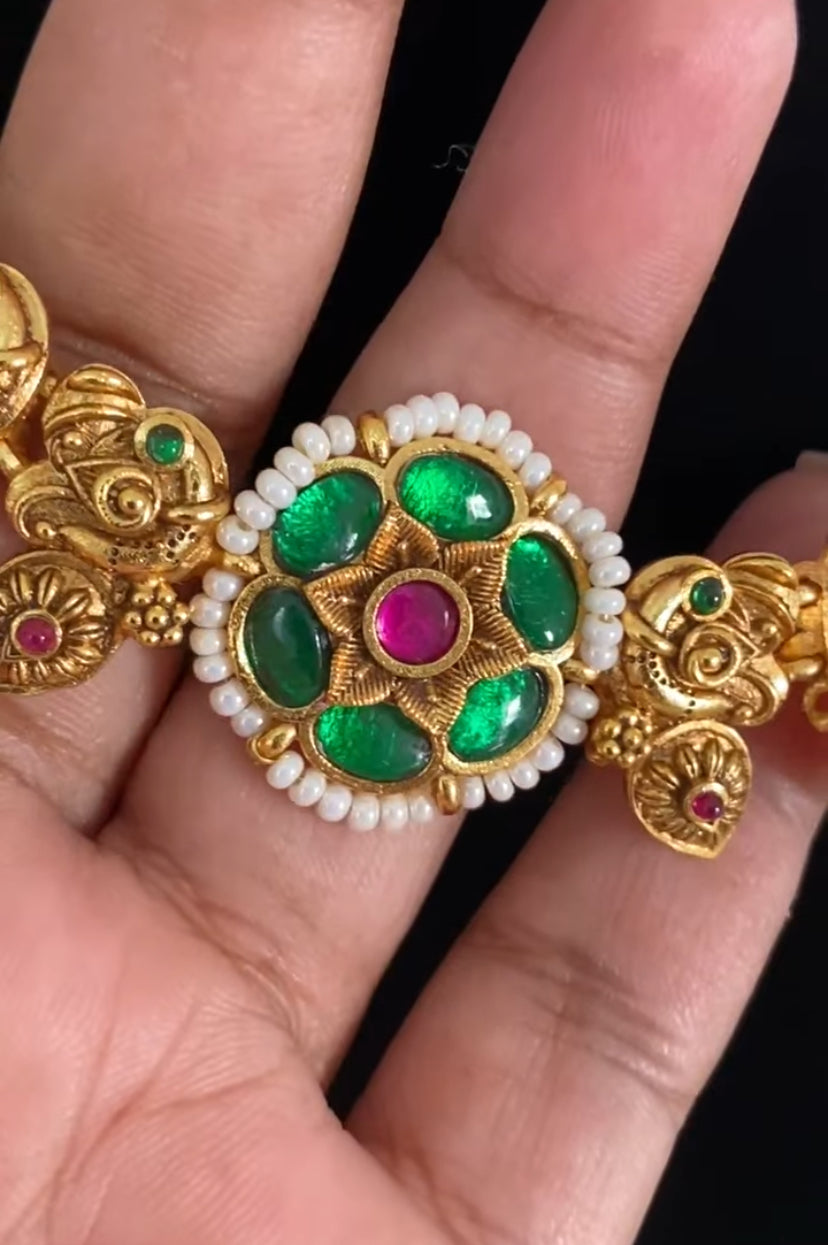 Jadau Antique Necklace With Studs | Indian Jewelry In USA