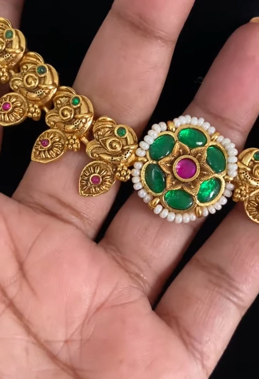 Jadau Antique Necklace With Studs | Indian Jewelry In USA