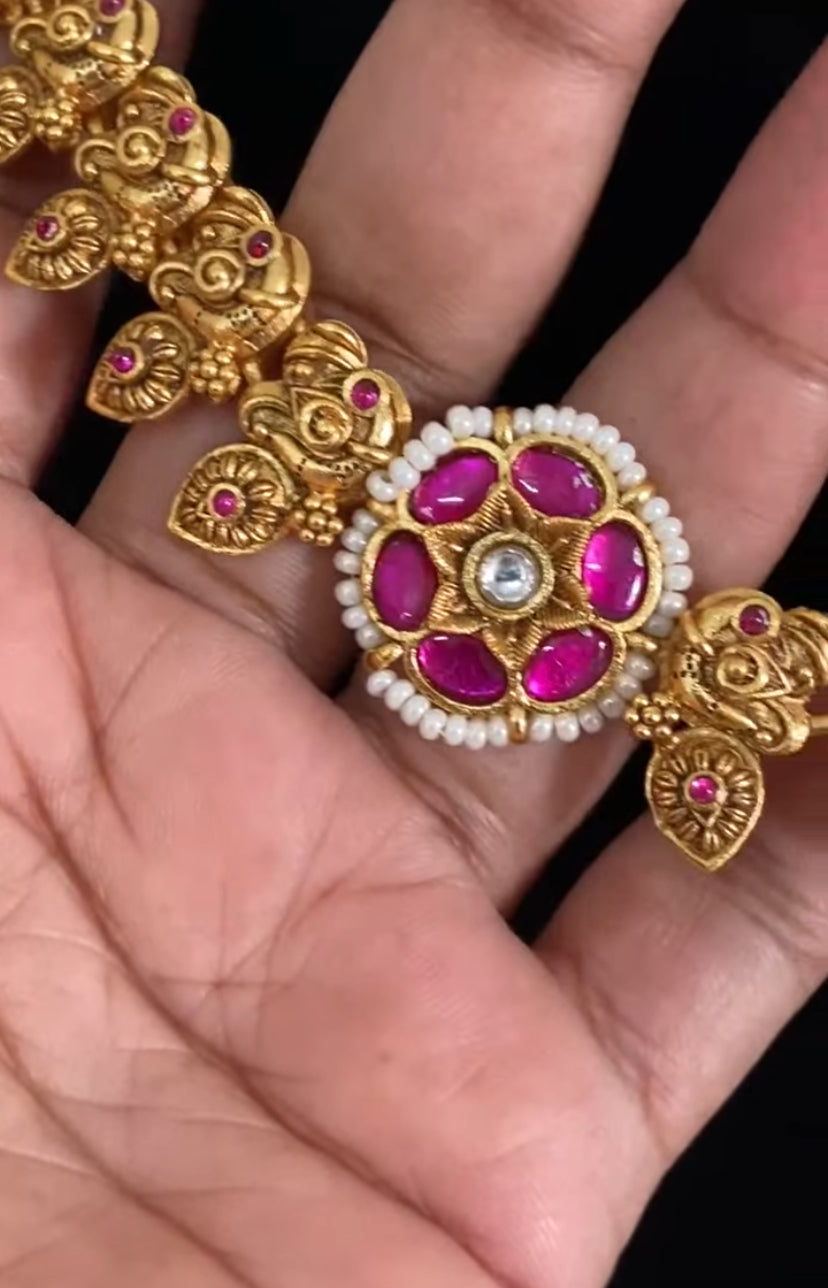 Jadau Antique Necklace With Studs | Indian Jewelry In USA