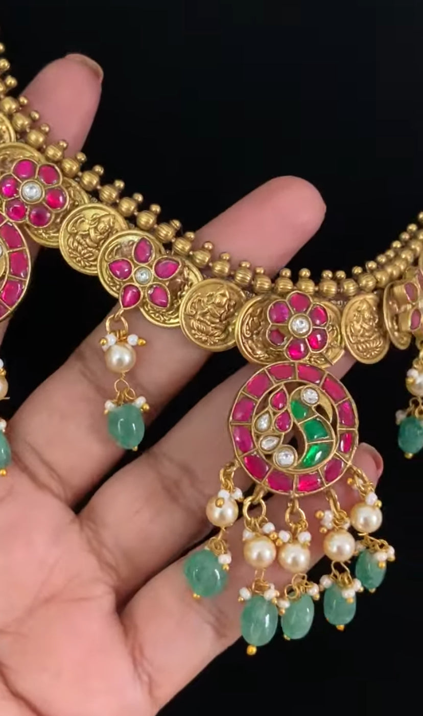 Kundan Pendants Kasula Necklace | Indian Traditional Jewlery In USA