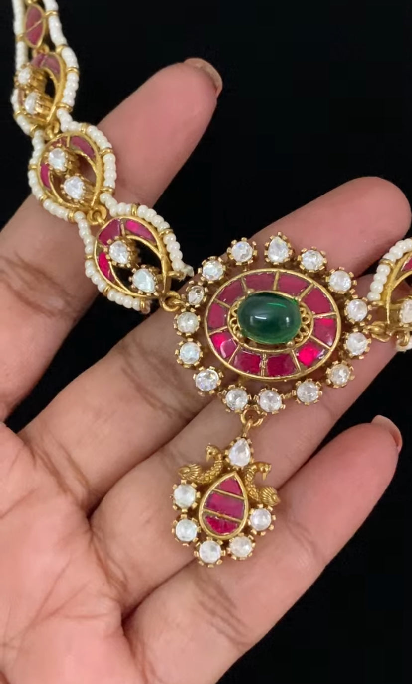 Moissanite & Jadau Fusion Necklace Set | Indian Jewelry In USA
