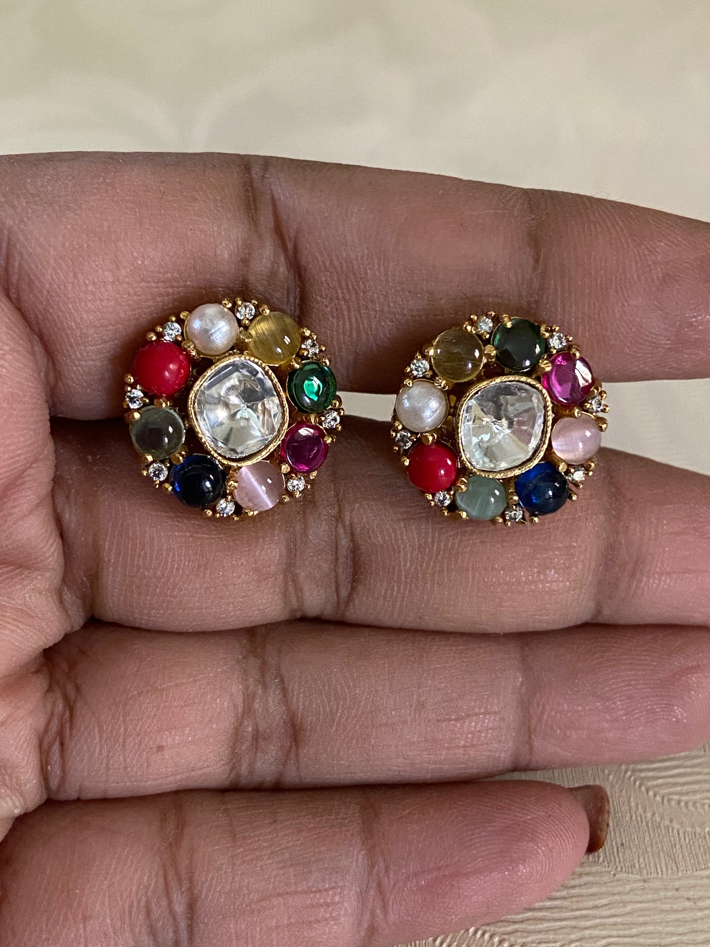 Navaratan Studs | Indian Traditional Earrings