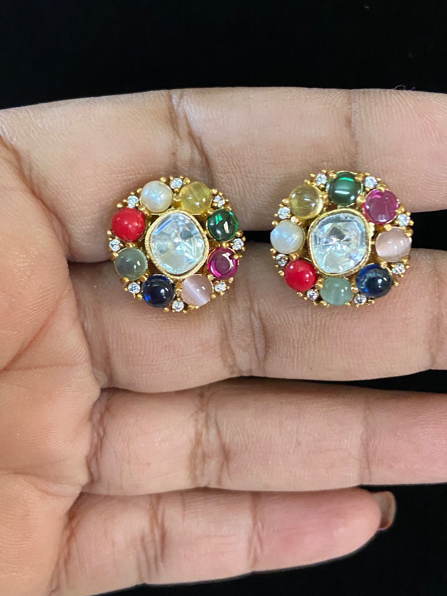 Navaratan Studs | Indian Traditional Earrings