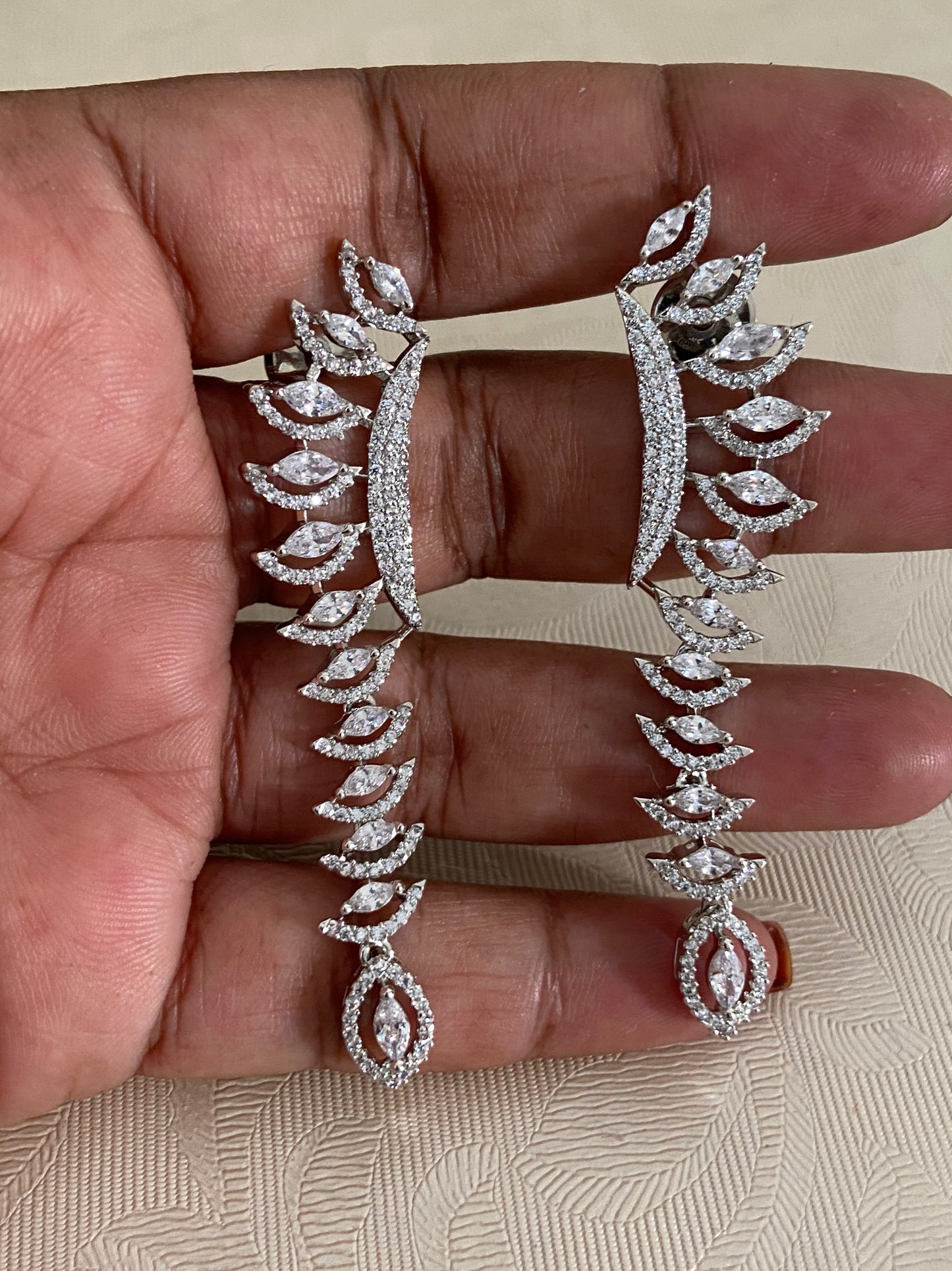 AD Rhodium Earrings | Fancy Earrings | Indian jewelry in USA