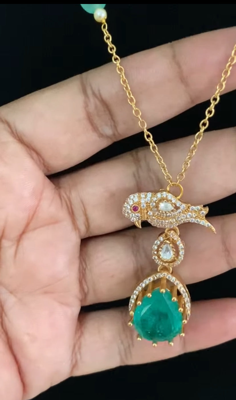 Bird Motif Pendant Simple Chain with Earrings | Latest Indian Jewelry In USA