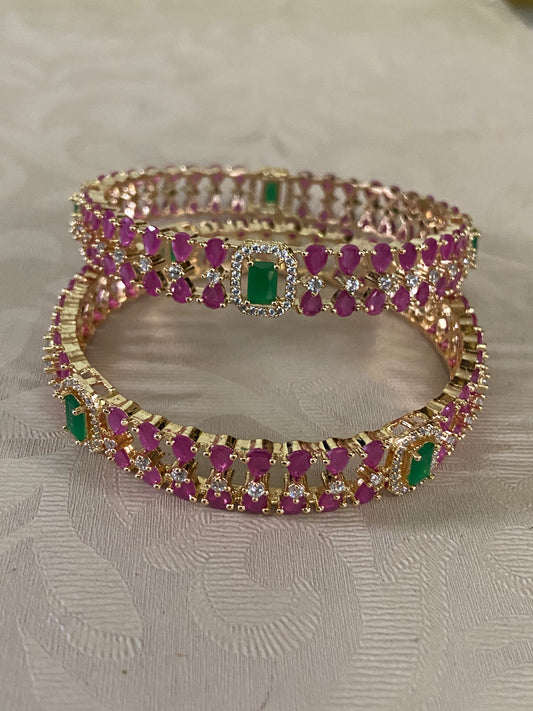 Ruby & Green Bangles | Indian Bangles