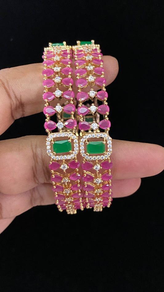 Ruby & Green Bangles | Indian Bangles