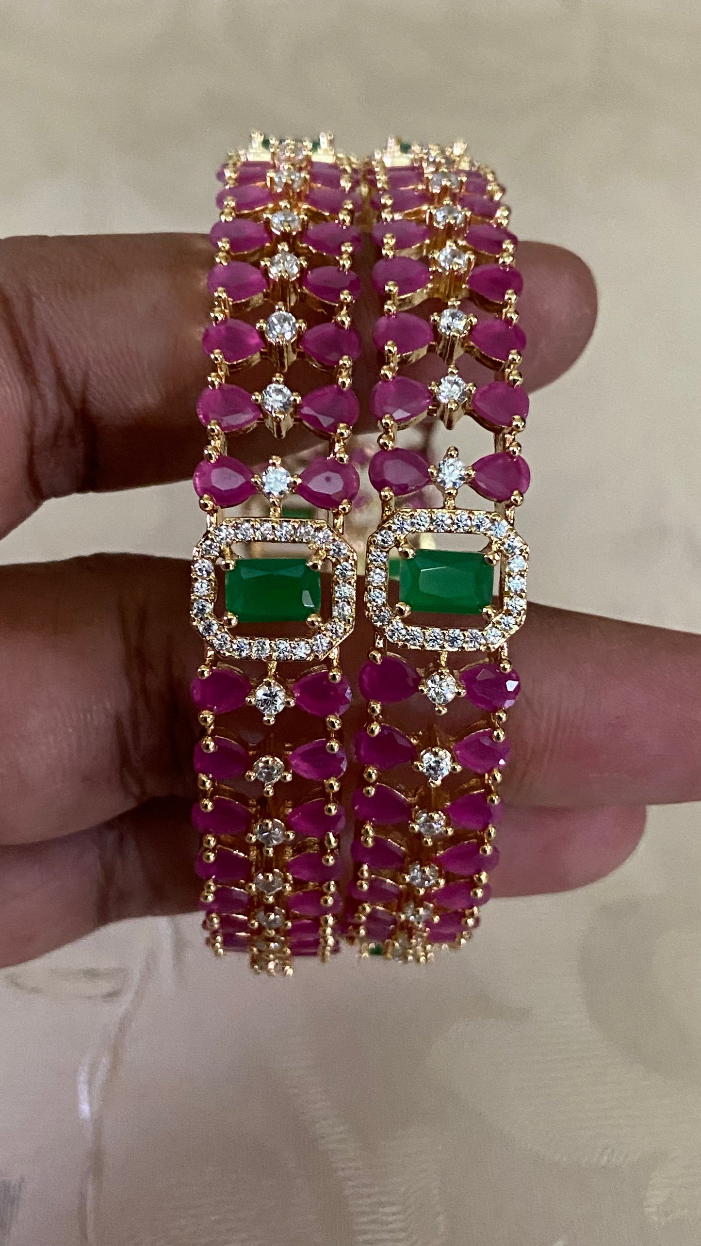 Ruby & Green Bangles | Indian Bangles
