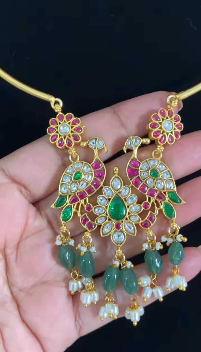 Traditional  Jadau Kudan Pendant Hasli  | Indian Jewelry In USA