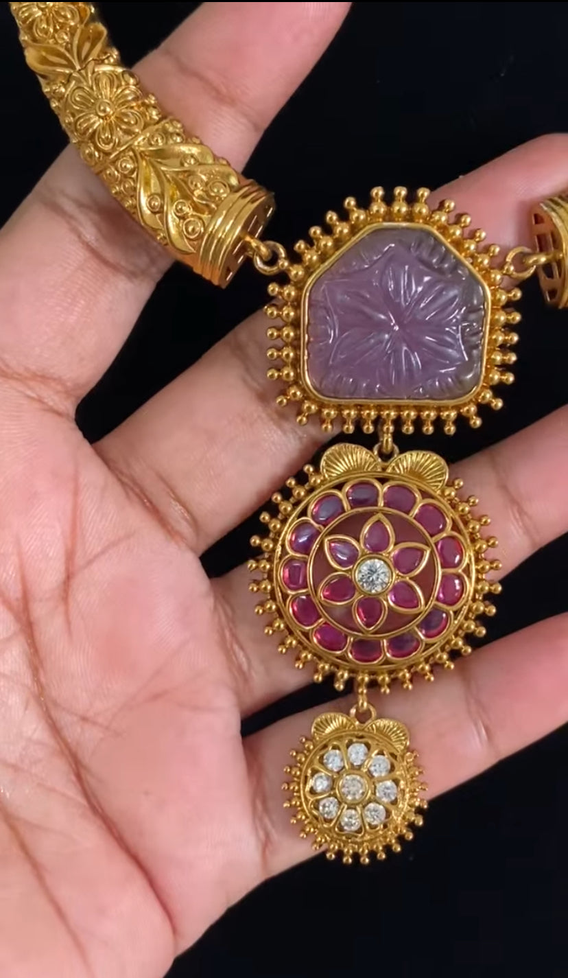 Carved Stone Pendant Antique Kante Set | Traditional Jewelry In USA