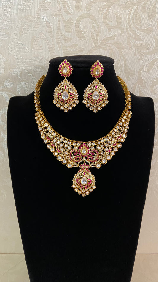 Moissanite Kundan Fusion Necklace Set | latest Indian Jewelry In USA