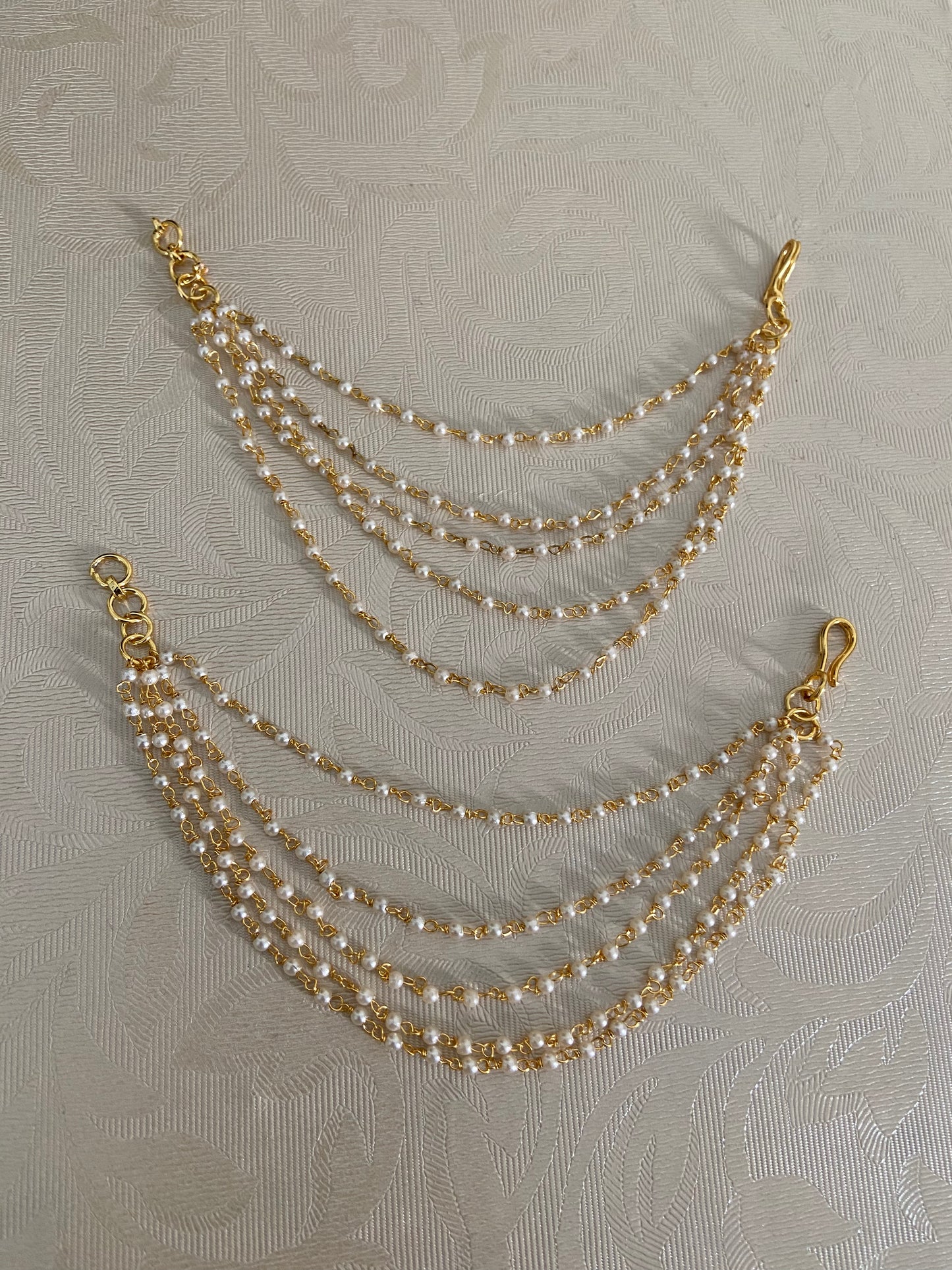 5Line Pearl Ear chains | Hair accessories | Champaswaralu