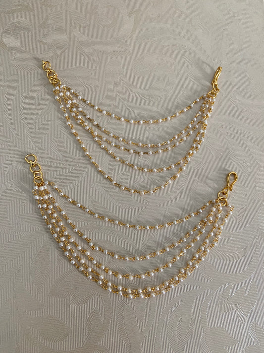 5Line Pearl Ear chains | Hair accessories | Champaswaralu