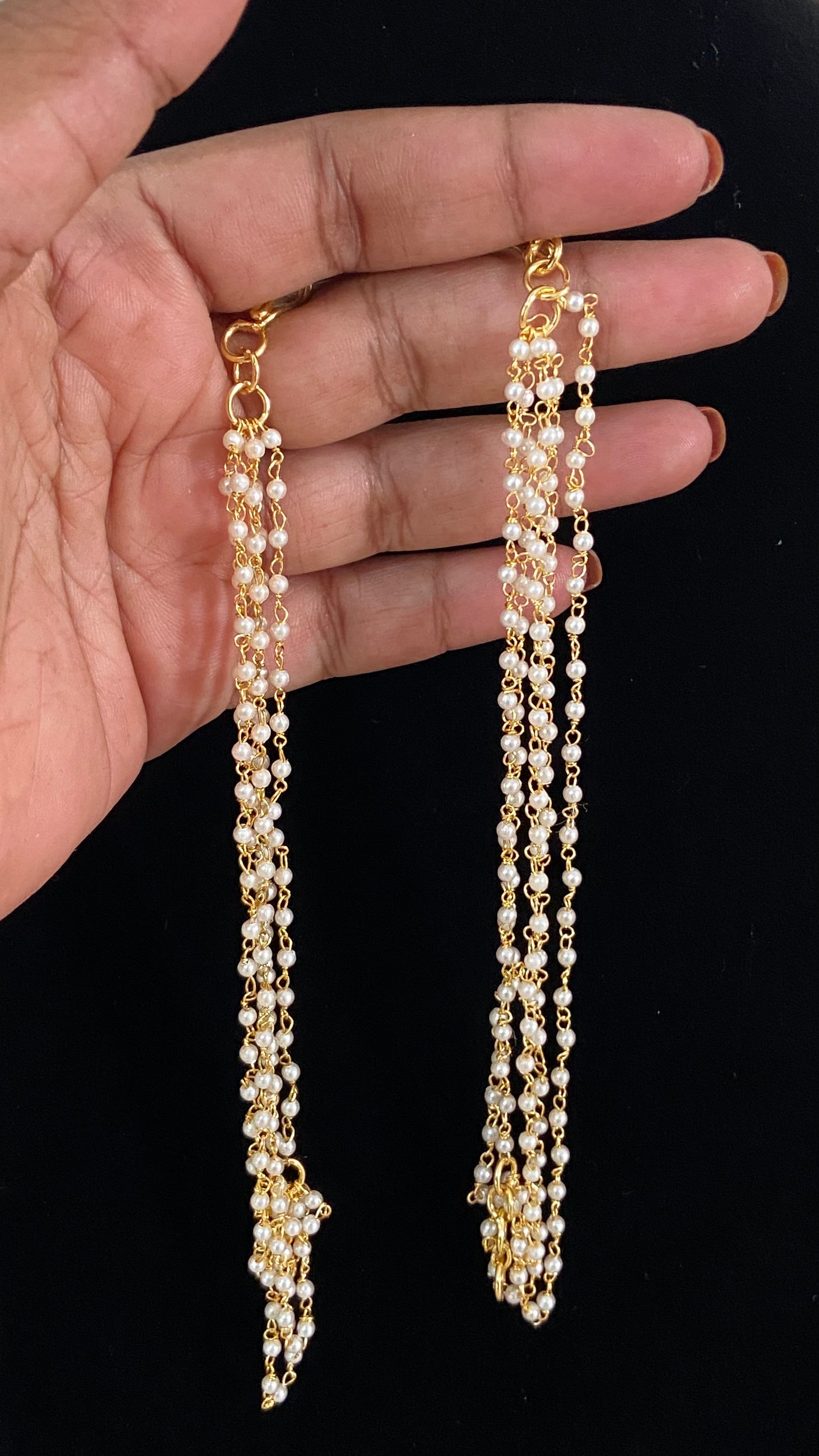 5Line Pearl Ear chains | Hair accessories | Champaswaralu