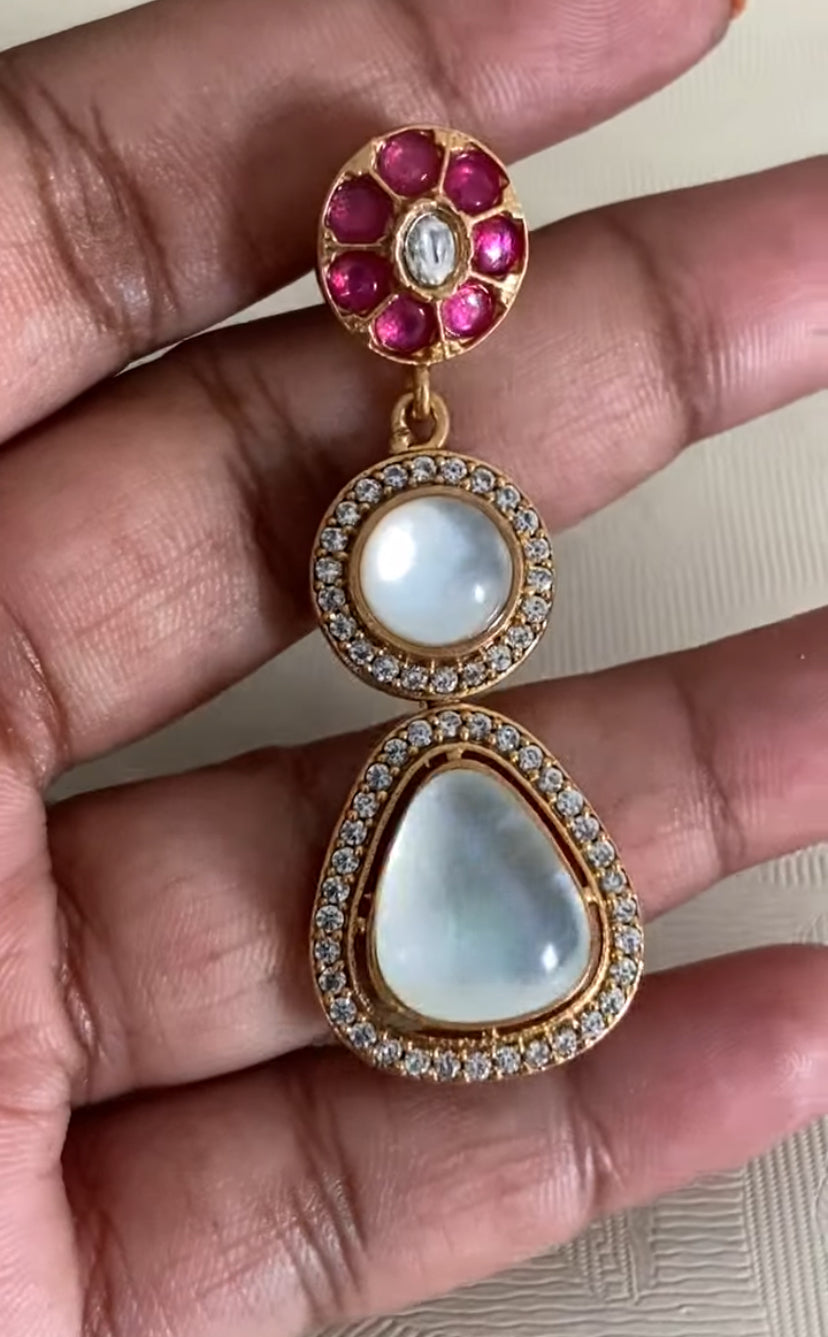 Kundan Fusion Natural Stones Necklace Set | Indian jewelry In USA