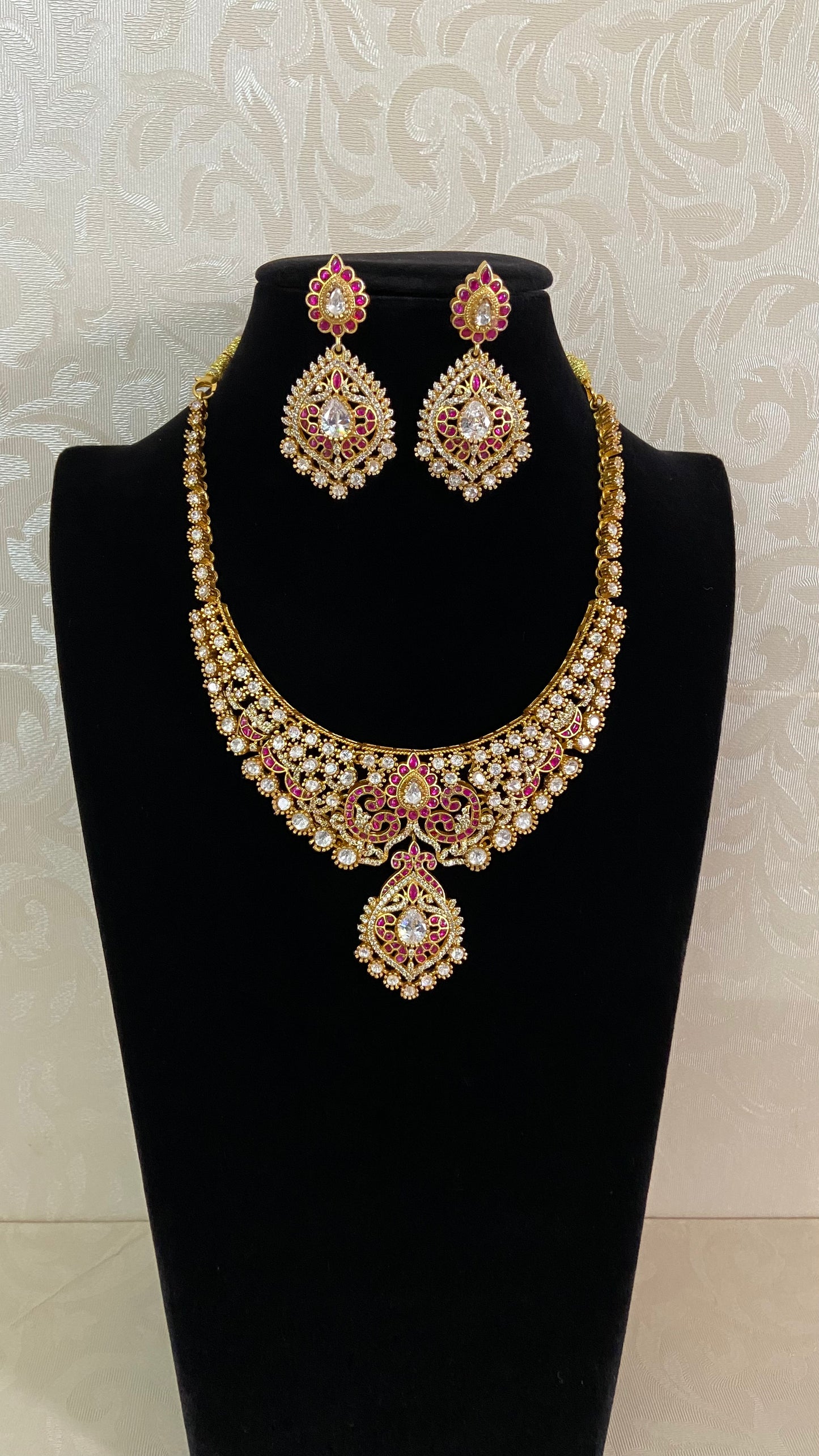 Moissanite Kundan Fusion Necklace Set | latest Indian Jewelry In USA