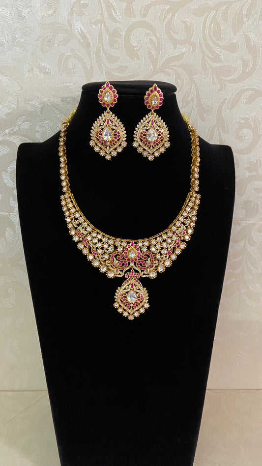 Moissanite Kundan Fusion Necklace Set | latest Indian Jewelry In USA