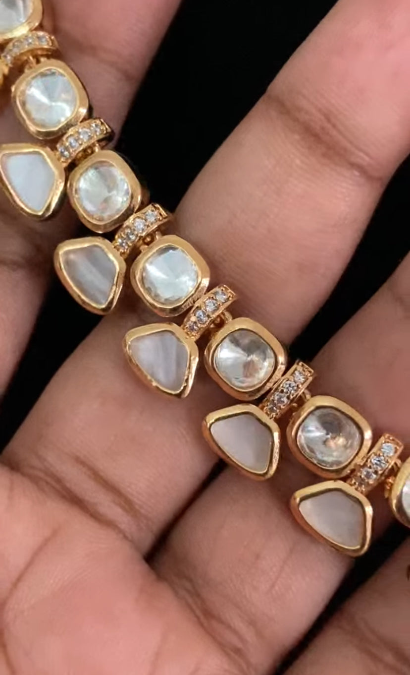 Kundan with MOP Fusion Necklace Set | Indian Jewelry In USA
