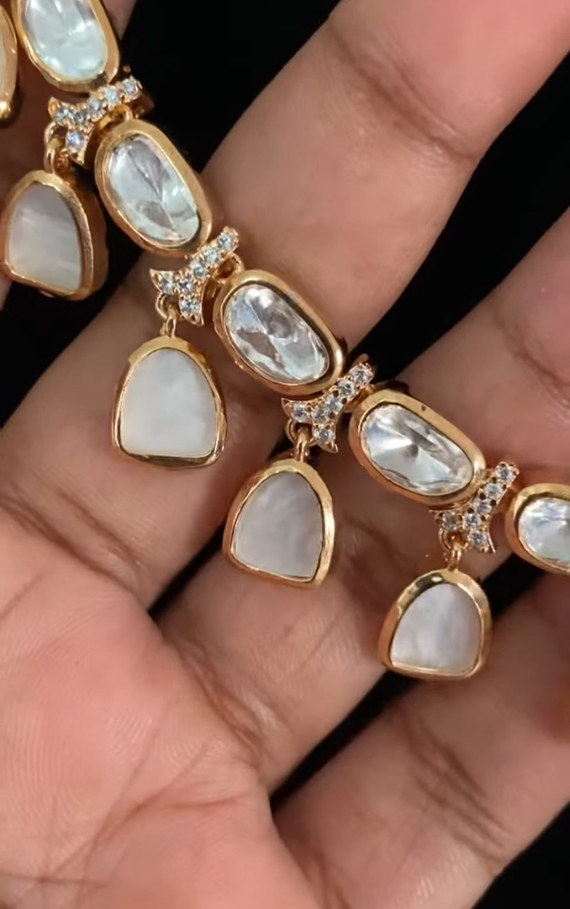 Kundan With MOP Fusion Necklace Set | Indian Jewelry In USA | Gift Idea