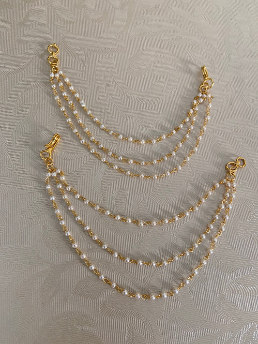 3Line Pearl Ear chains | Hair accessories | Champaswaralu