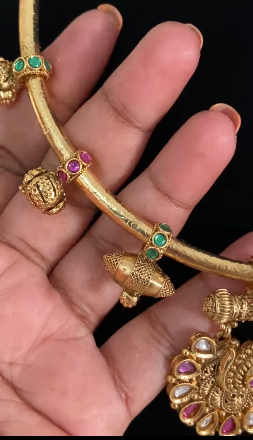 Antique Ruby Green Hasli Necklace Set | Traditional Jewelry In USA