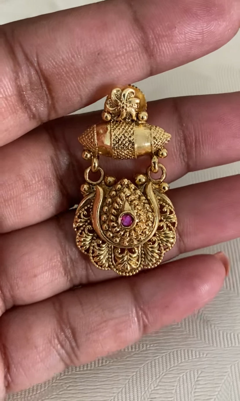 Antique Ruby Green Hasli Necklace Set | Traditional Jewelry In USA