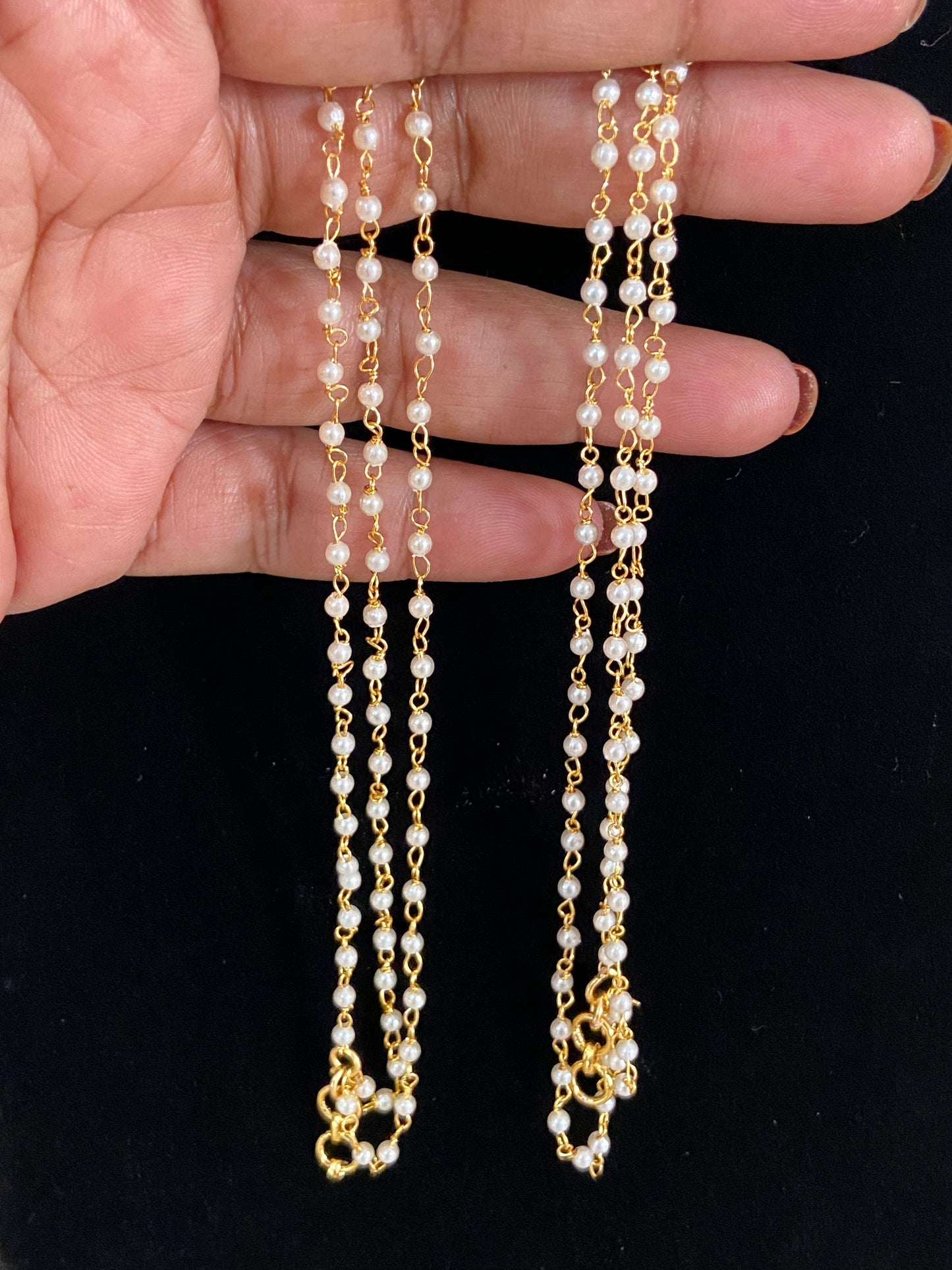 3Line Pearl Ear chains | Hair accessories | Champaswaralu