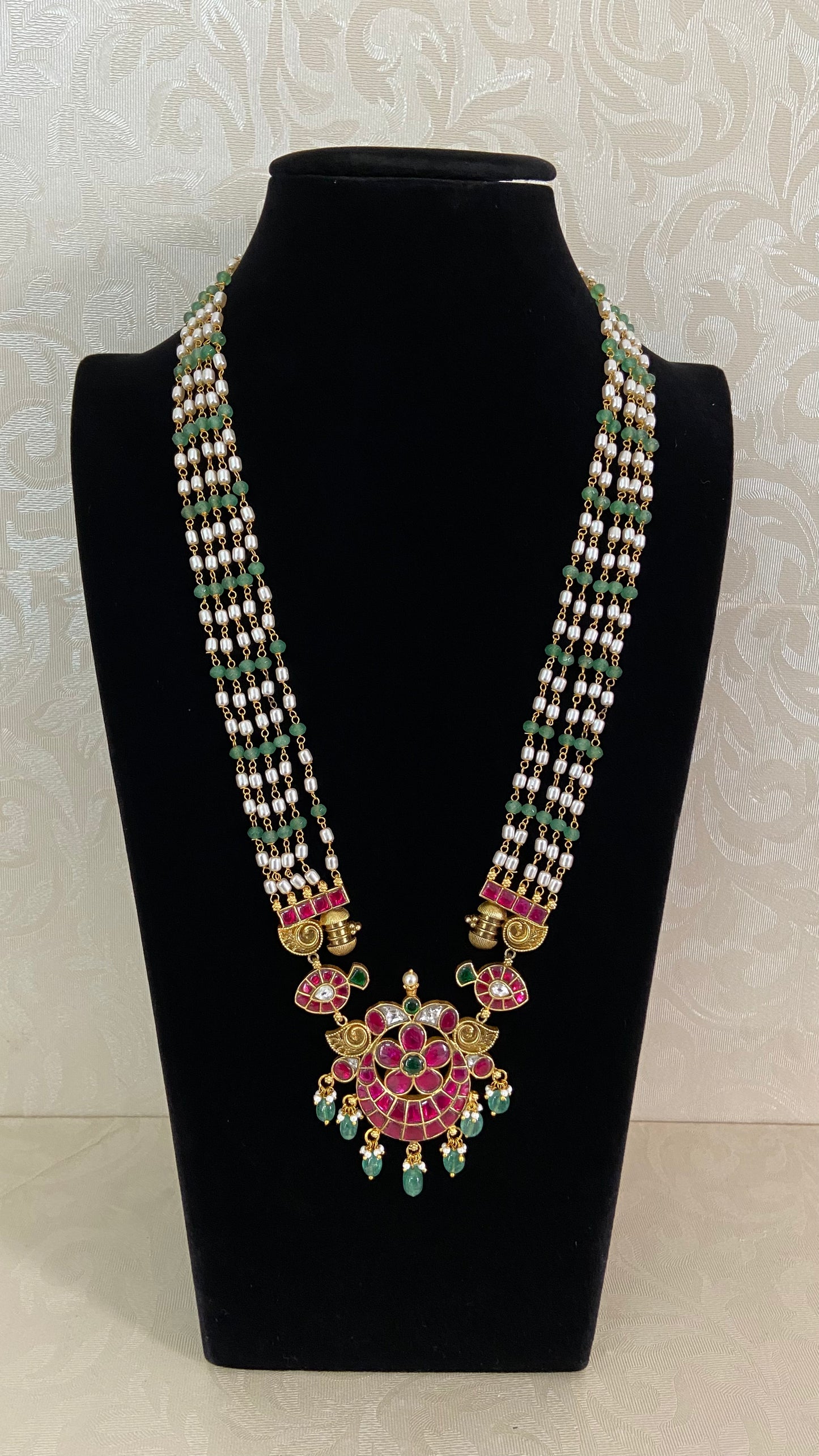 Jadau Kundan Pendant Beads Necklace | Latest Indian Jewelry In USA