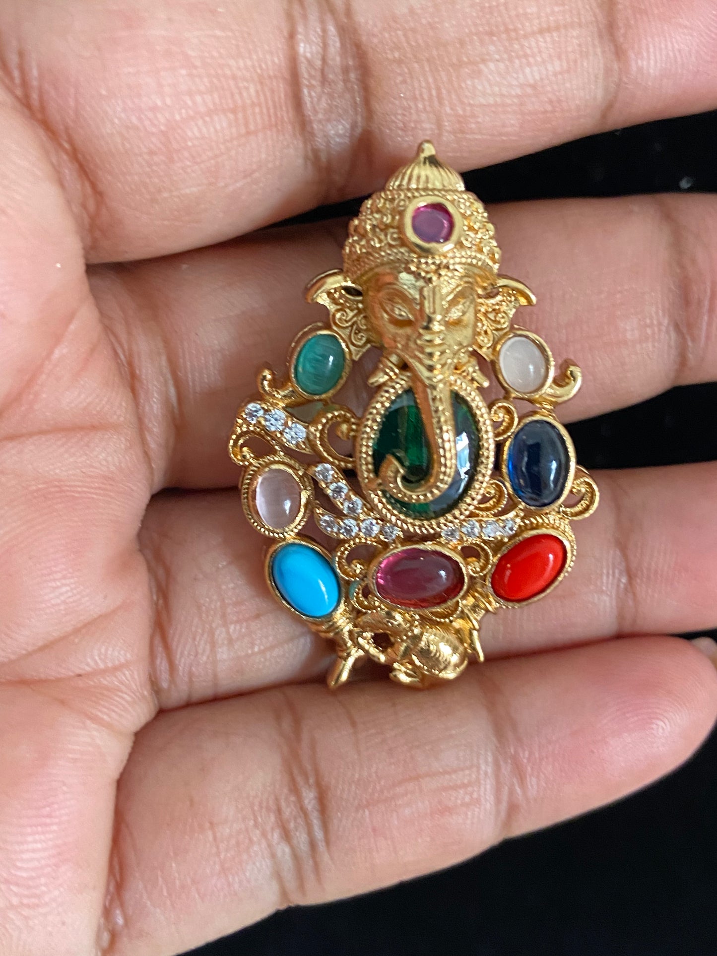 Ganesh Navratna Pendant | Indian Jewelry In USA | Gift idea